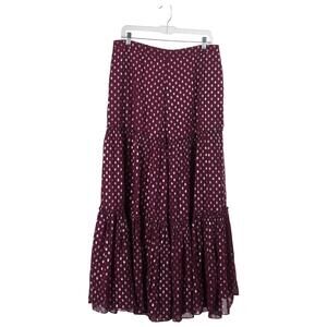 NWT House of Indya Women Sharara Pants 2XL Purple Metallic Wide Leg Tiered Lined